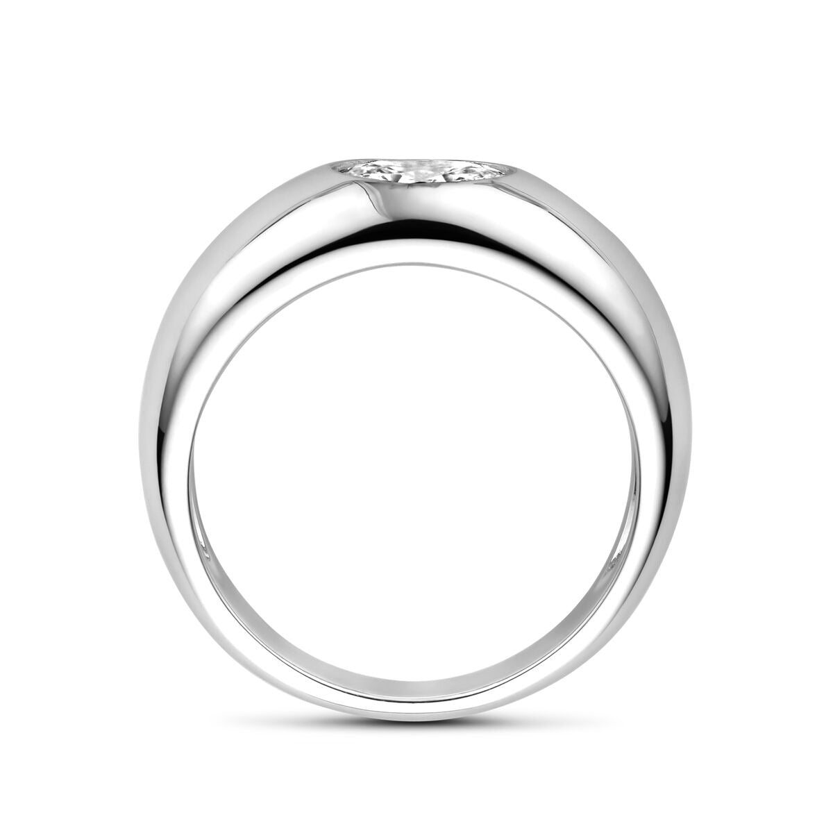 Bague pour femme en argent avec zircone ovale – argent rhodié, 7,5 mm de large