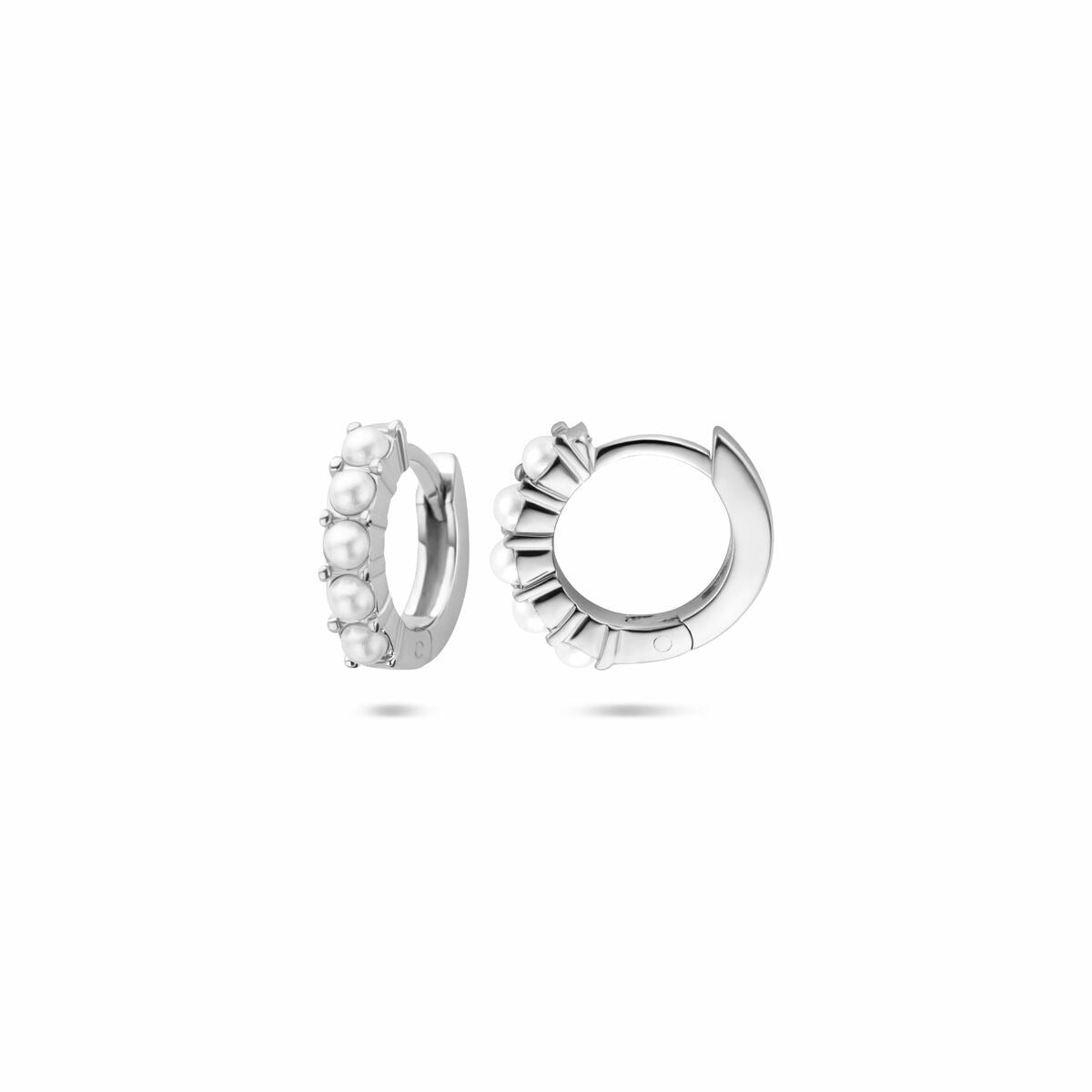 Créoles rhodiées en argent avec perles – 10,5 mm