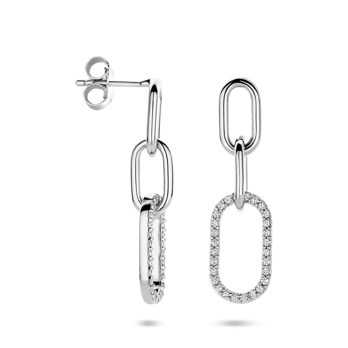 Boucles d'oreilles en argent rhodié avec zircone