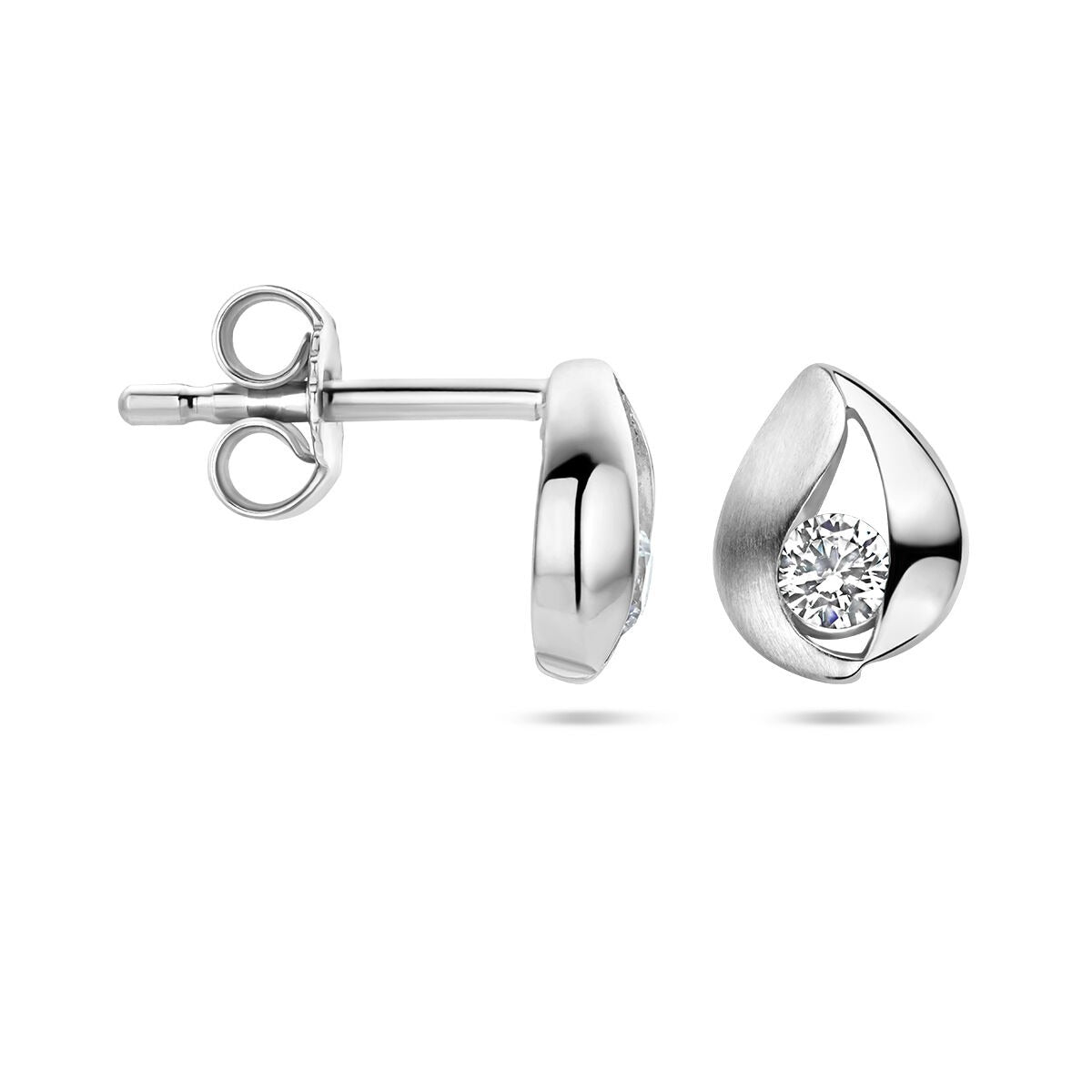 Puces d'oreilles en argent rhodié avec zircone 925