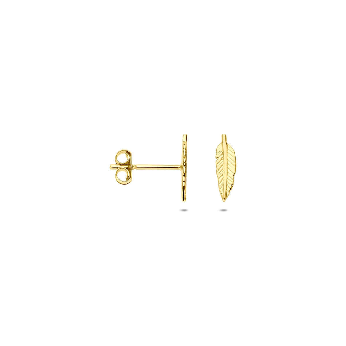 puces d'oreilles en or jaune 9k – design en forme de feuille