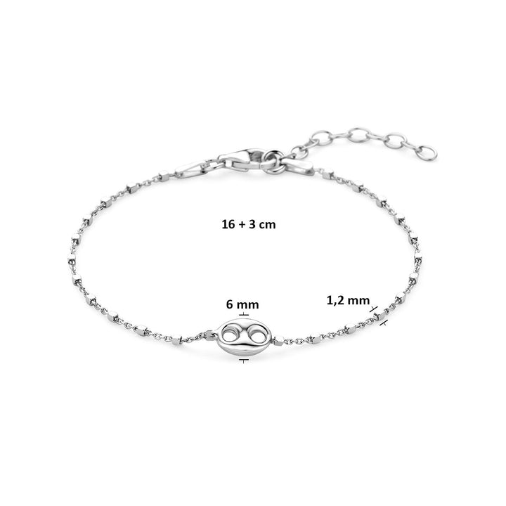 Gerhodineerd 925 zilveren koffieboon armband