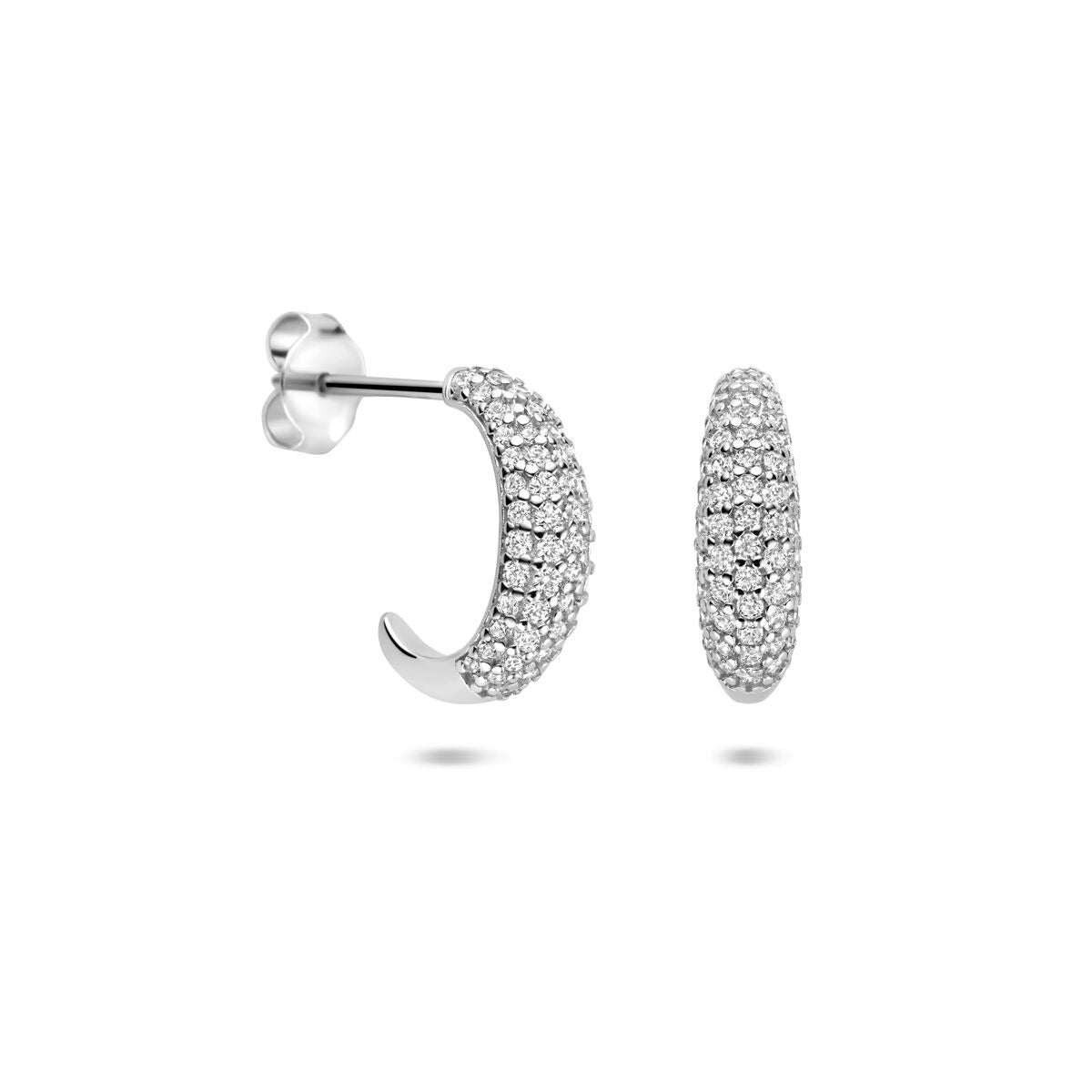 Boucles d'oreilles en argent avec zircone 14 mm