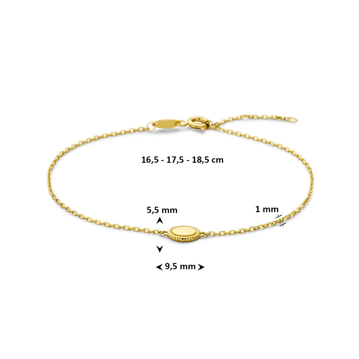 Bracelet en or jaune 14k avec pendentif - maille ancre fine