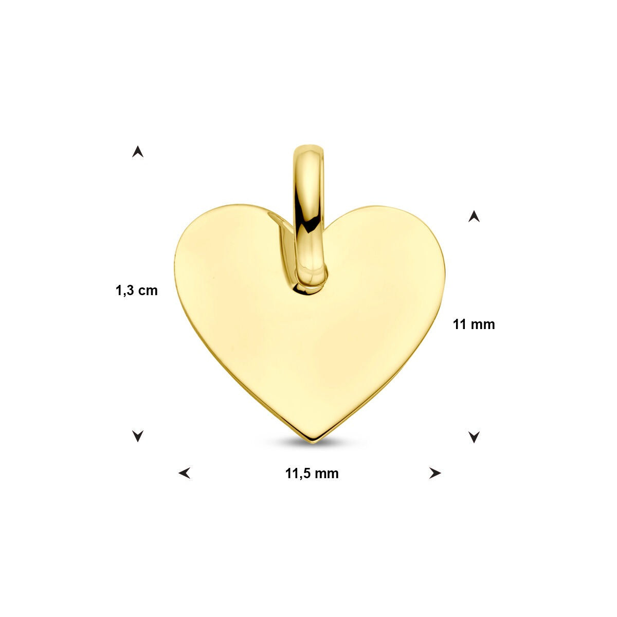 pendentif en forme de cœur en or jaune 9k