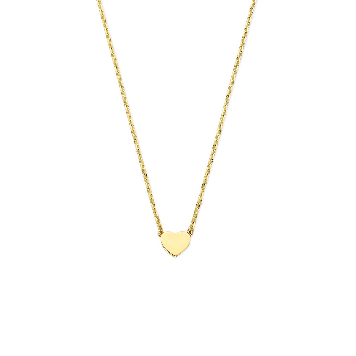 Collier en or jaune avec un pendentif en forme de cœur.