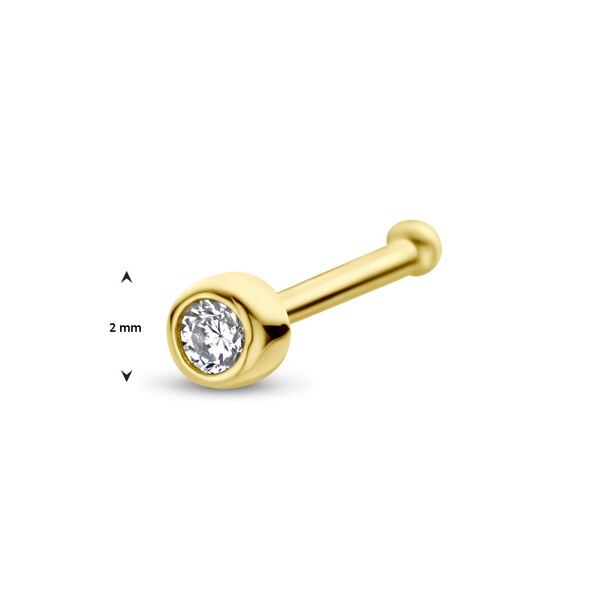 Nez en or jaune 14k avec zircone taillée en brillant