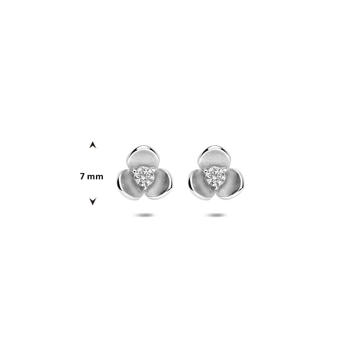 Puces d'oreilles en argent avec zircone en forme de fleur – 7 mm