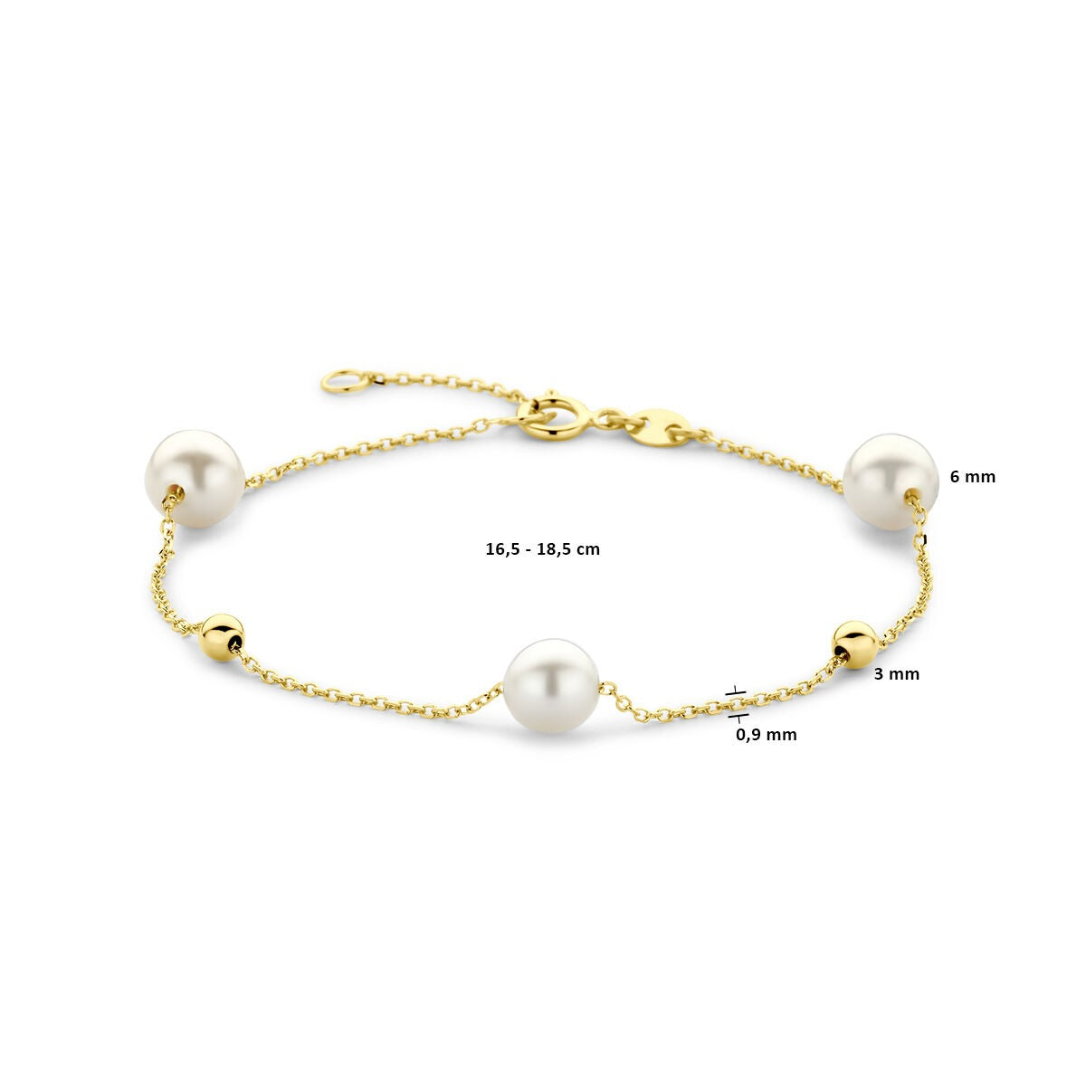 Bracelet pour femme en or jaune 14k avec perles et billes