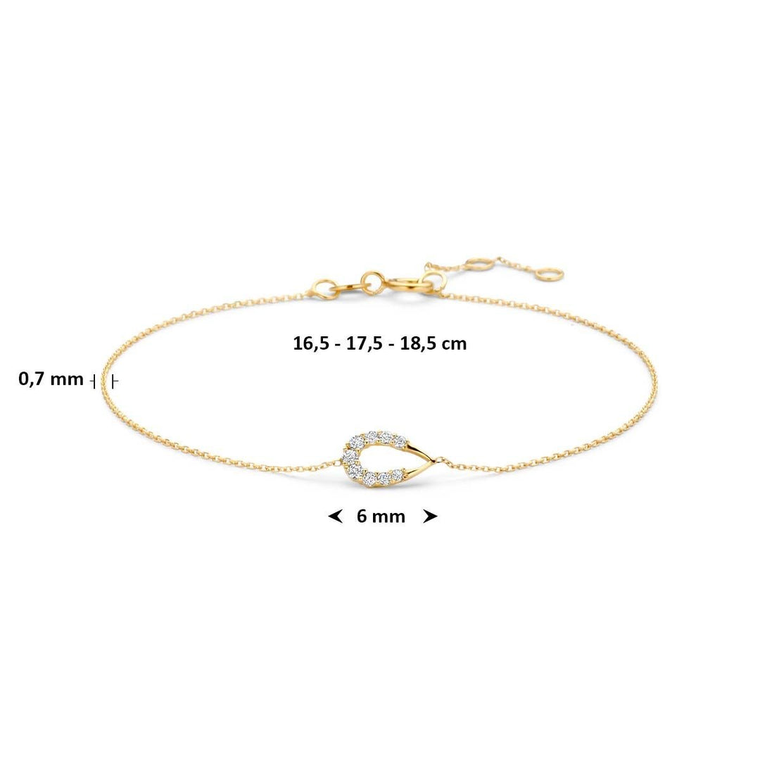 9k Geelgouden armband met druppel en zirkonia