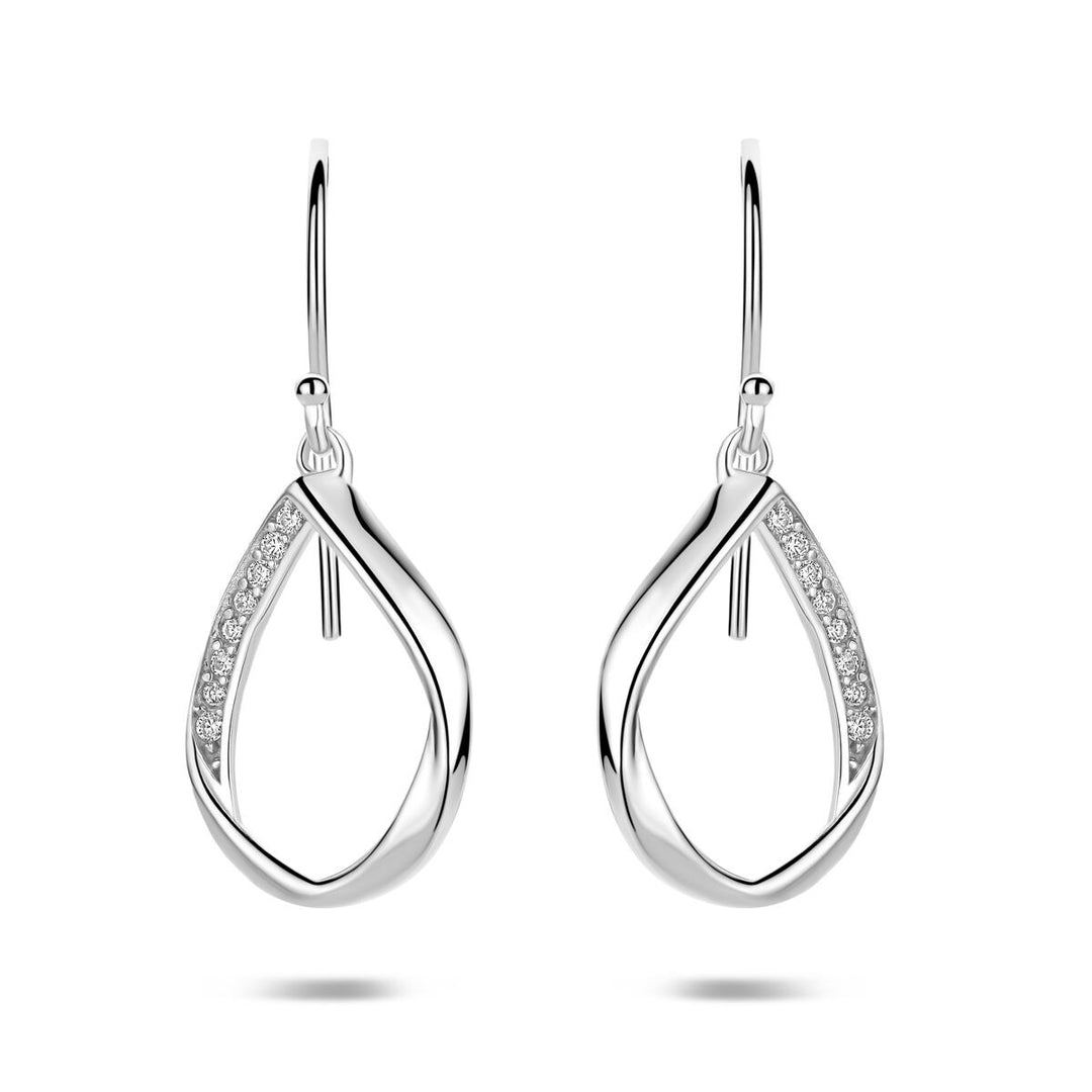 Gerhodineerd 925 zilveren druppelvormige oorhangers met zirkonia
