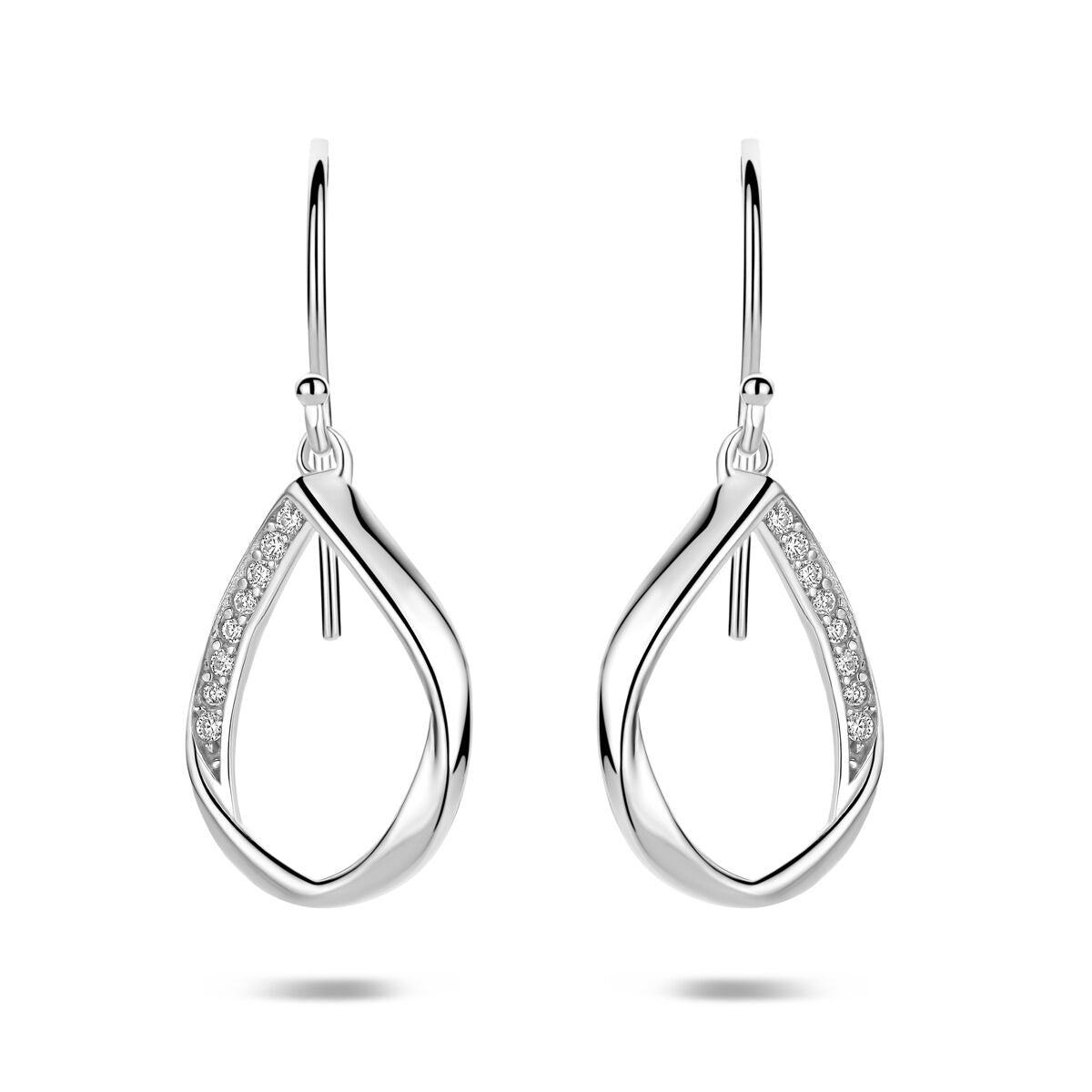 Gerhodineerd 925 zilveren druppelvormige oorhangers met zirkonia