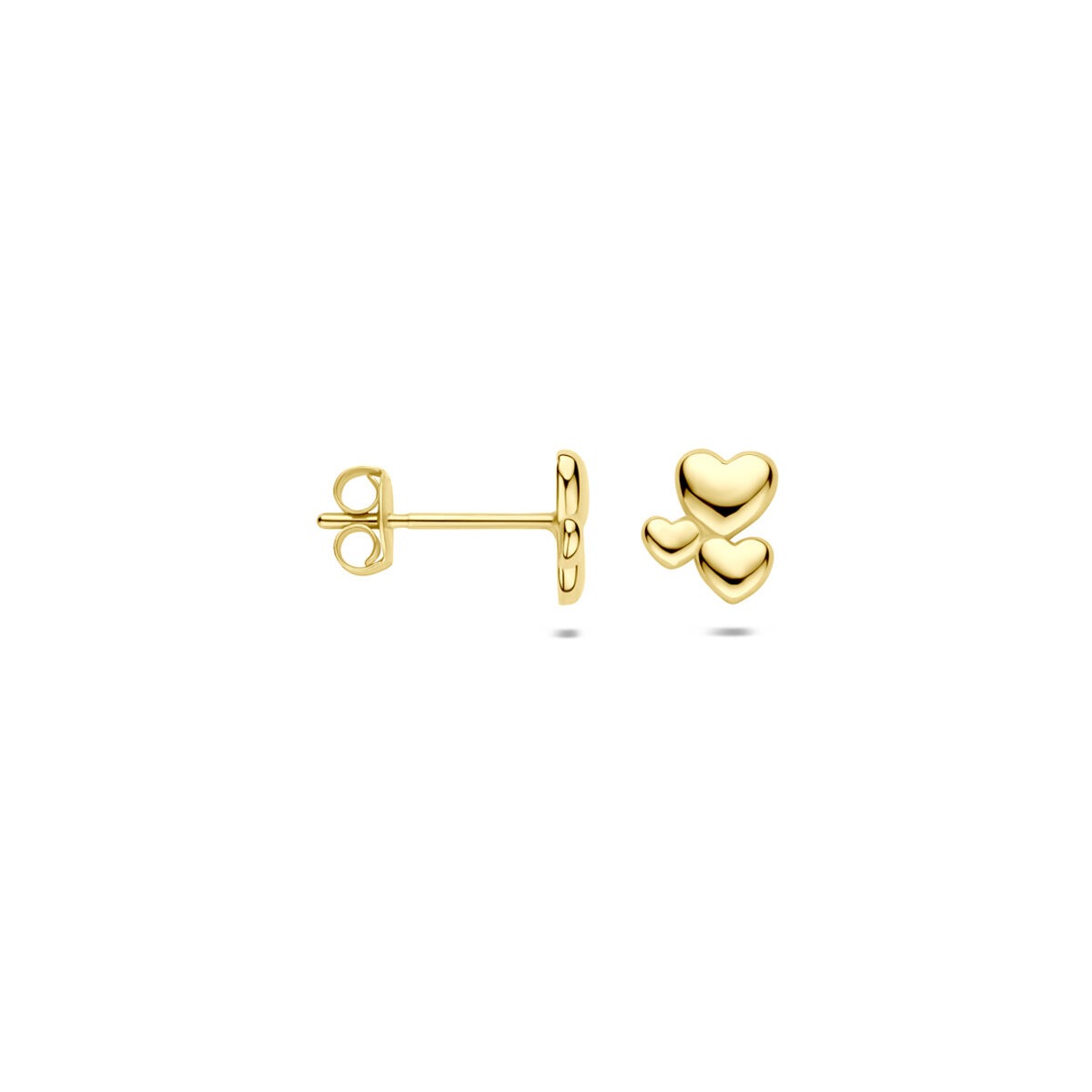 puces d'oreilles en or jaune 9k avec cœurs