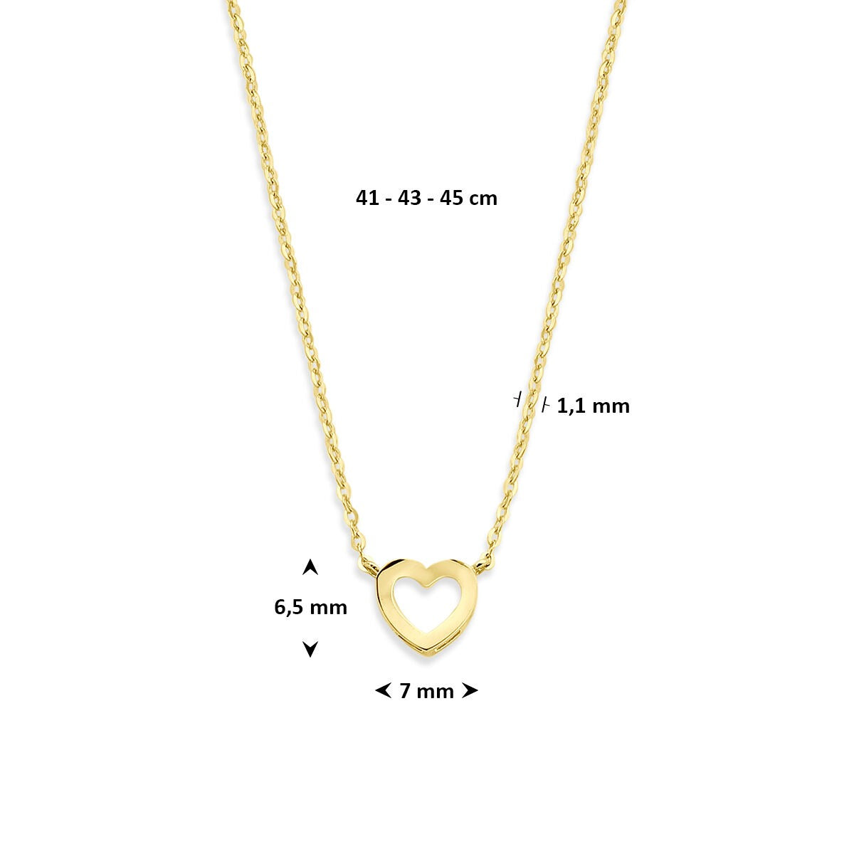 collier en or jaune 9k avec cœur