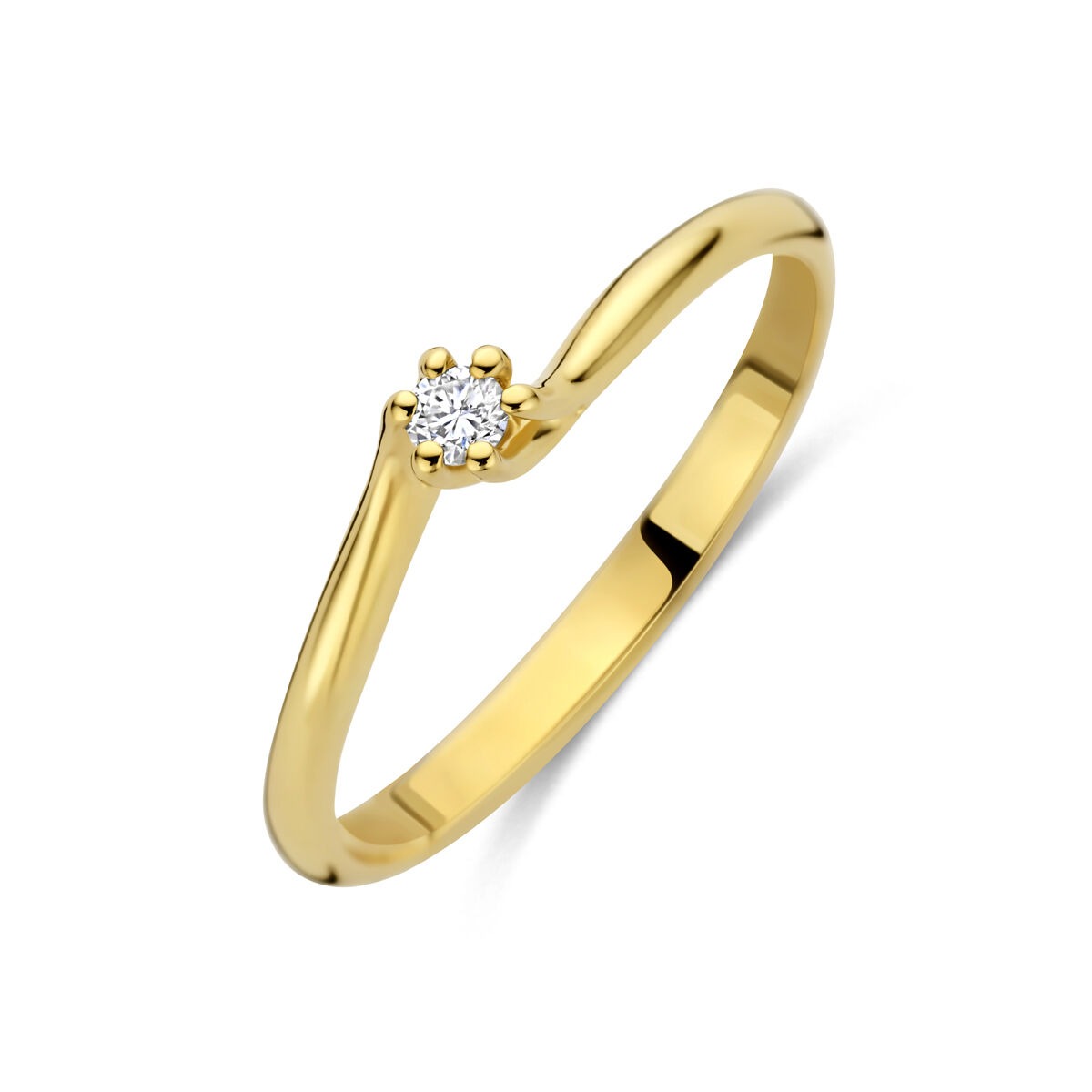 Bague en or jaune 14 carats avec un diamant cultivé en laboratoire.