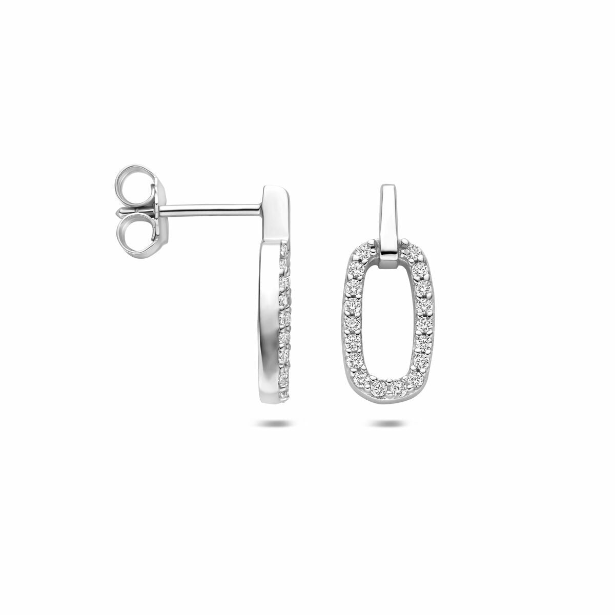 Puces d'oreilles en argent avec entourage en zircone 16,5 mm