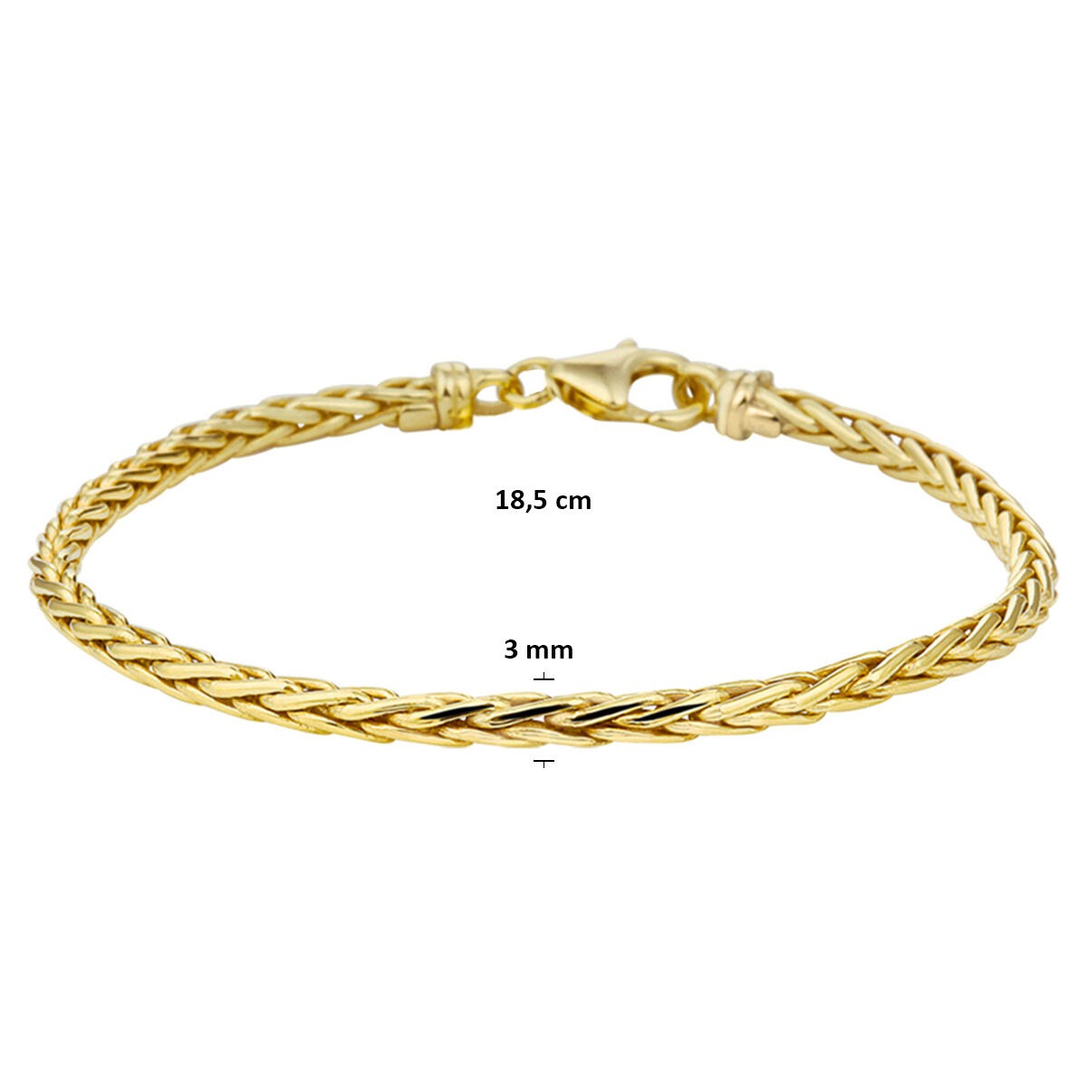 Bracelet en or jaune 9k avec noyau en argent