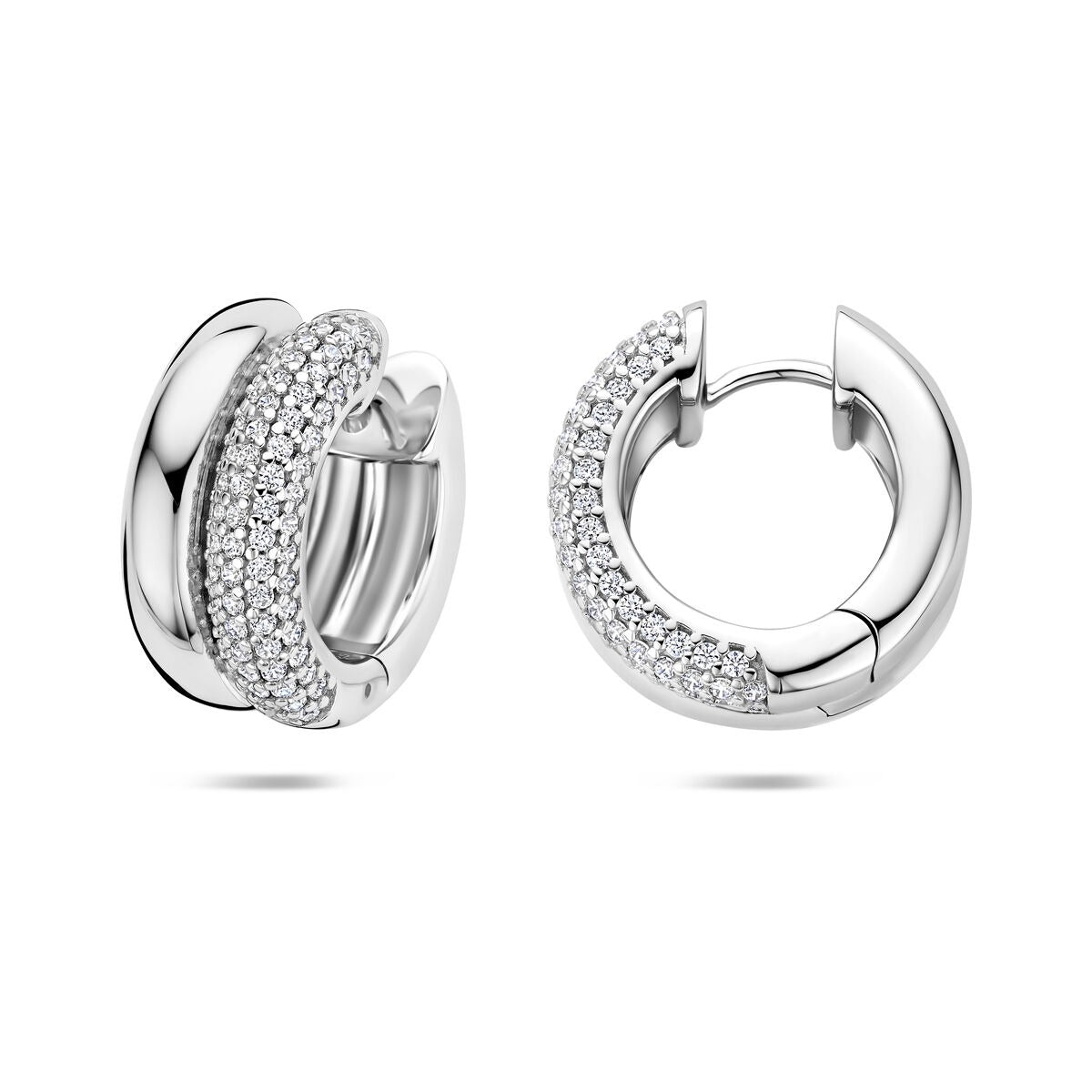 Créoles en argent pour femme avec zircone – créoles rhodiées 17.5 mm