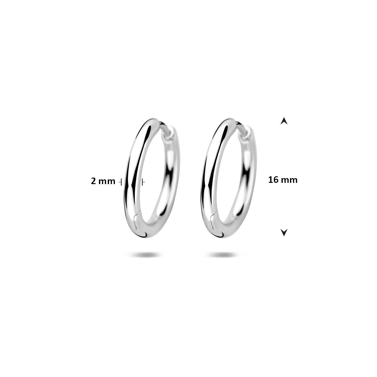 Créoles pour femme en argent rhodié – épaisseur du tube 2 mm