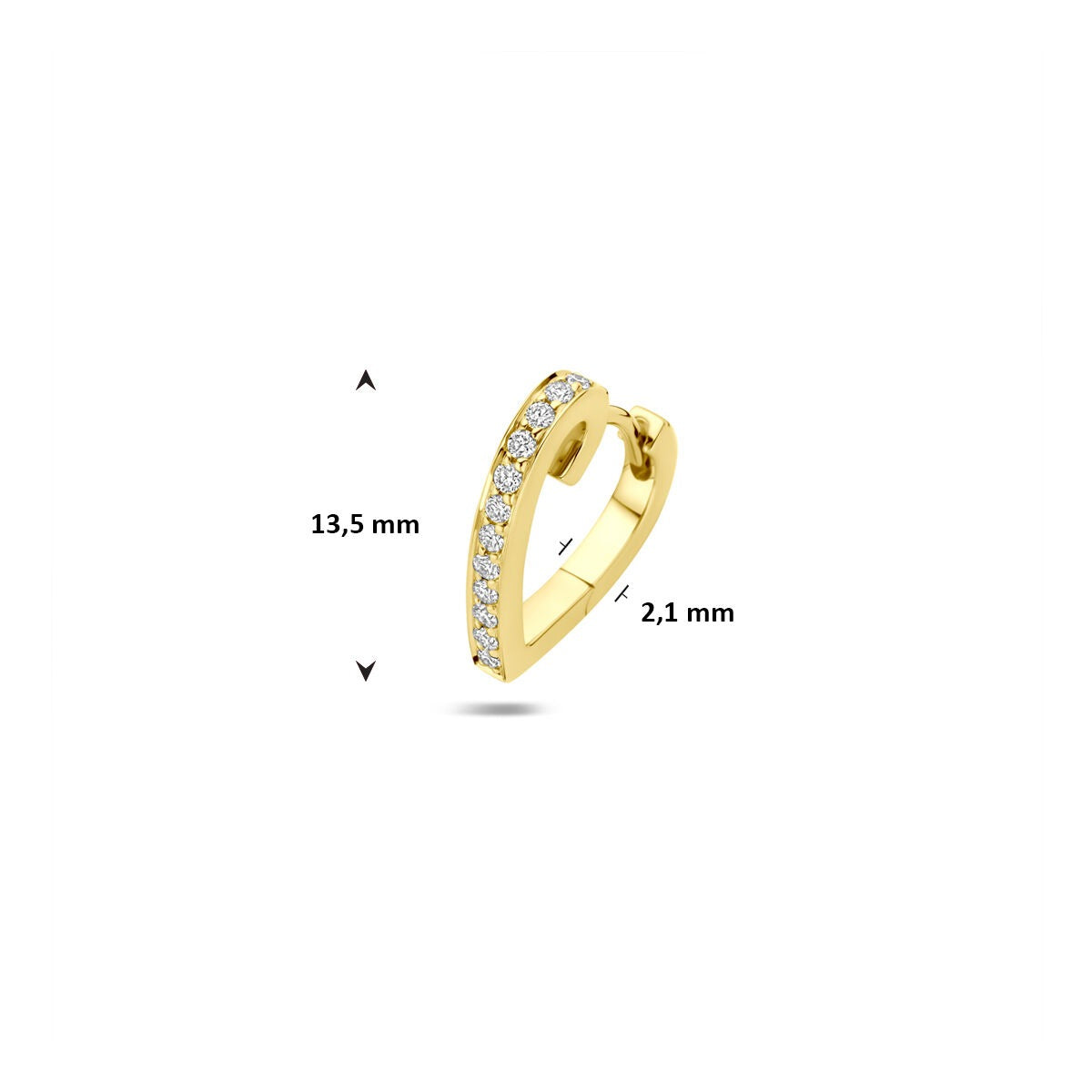 Créole en or jaune 14k avec cœur et diamant