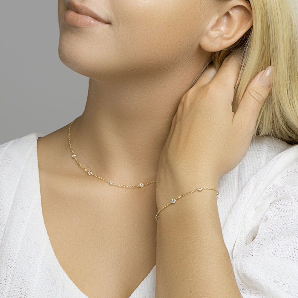 Collier en argent plaqué or avec zircone – 40-44 cm