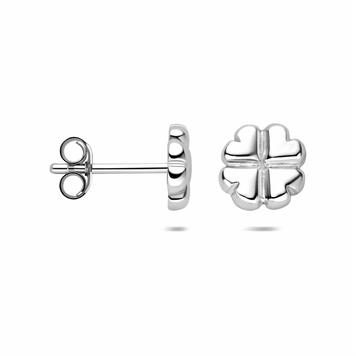 Puces d'oreilles en argent trèfle – rhodié 925