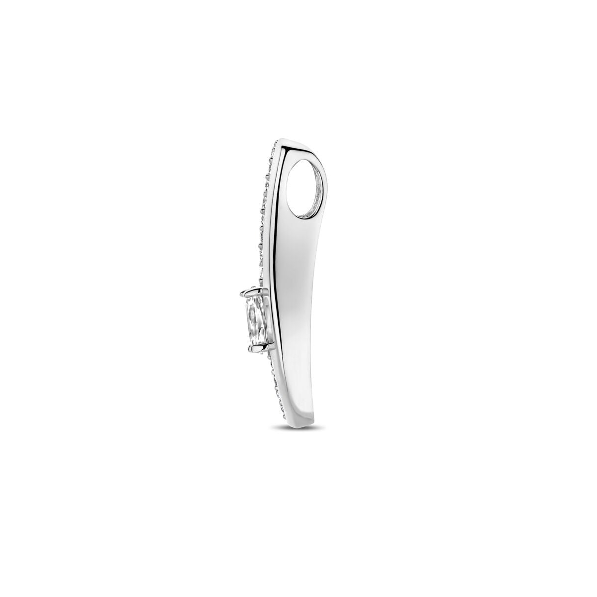 Pendentif en argent avec zircone en forme de barre – rhodié argent 925, 21 mm de haut