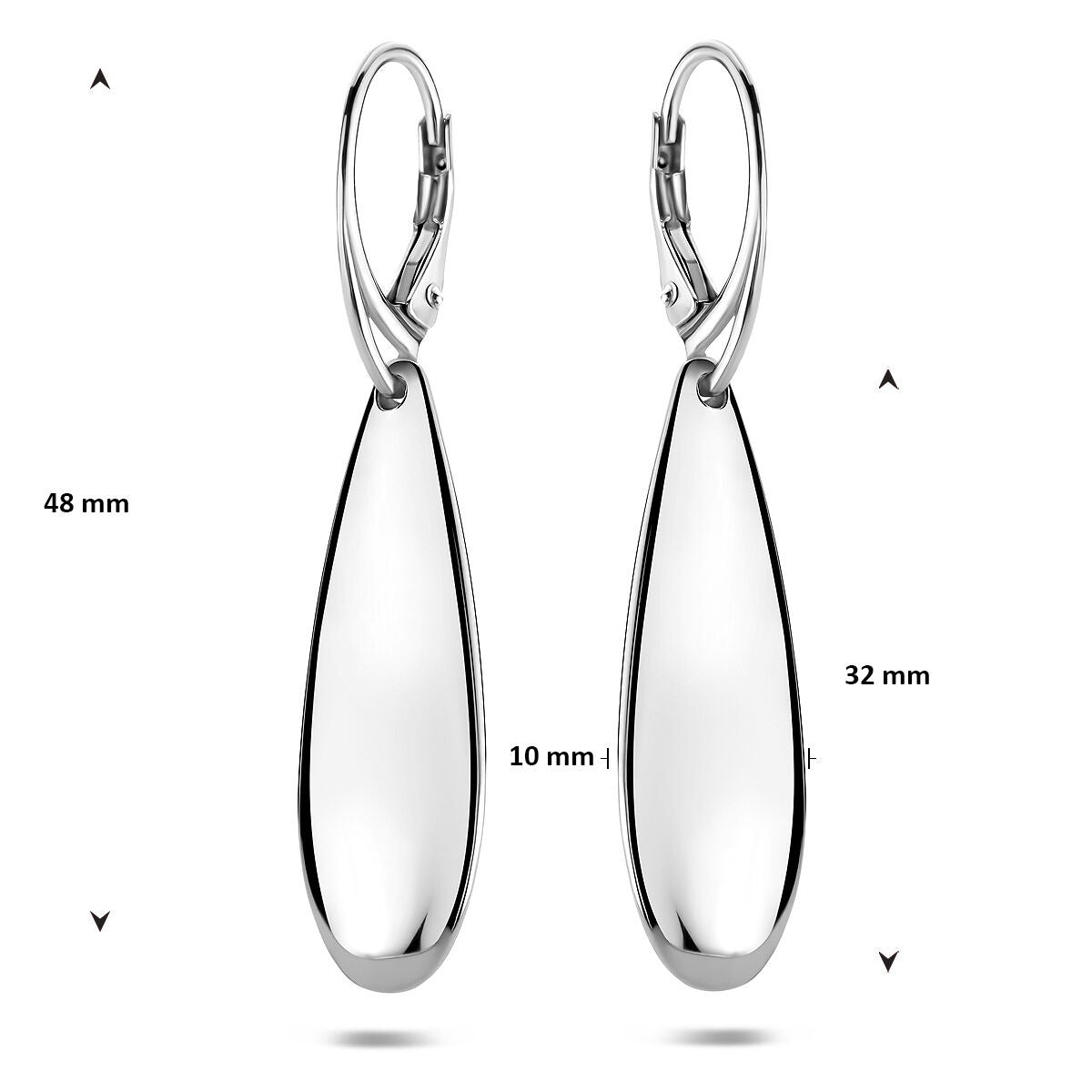 Boucles d'oreilles argent pour femme – design en forme de goutte 48 mm