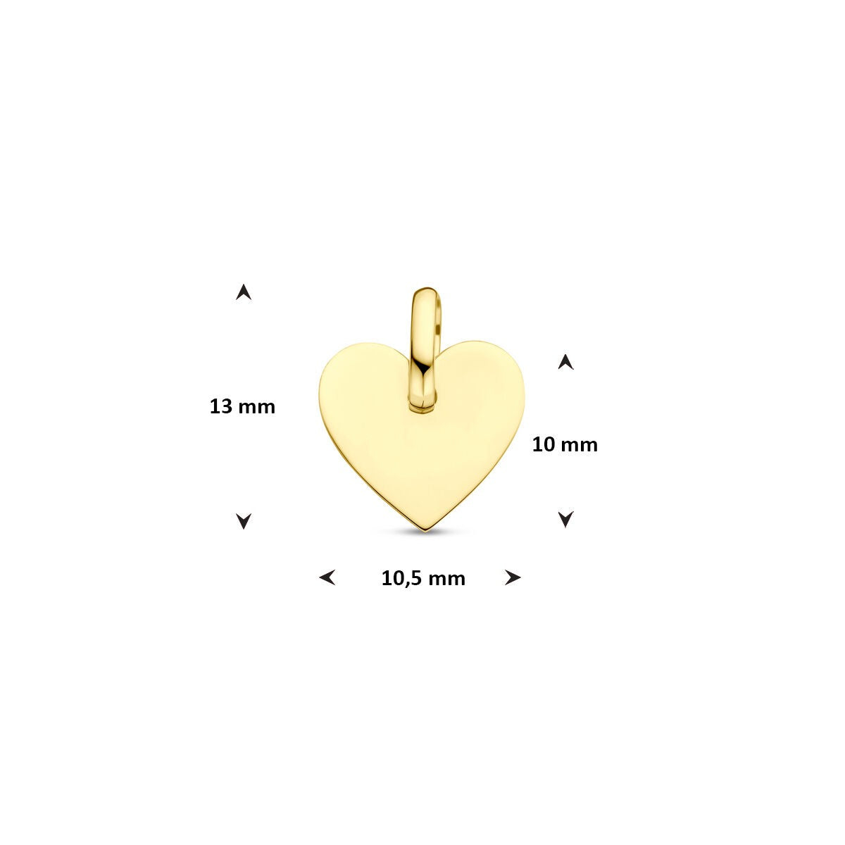Pendentif à graver en or jaune 9k en forme de cœur – 13 mm