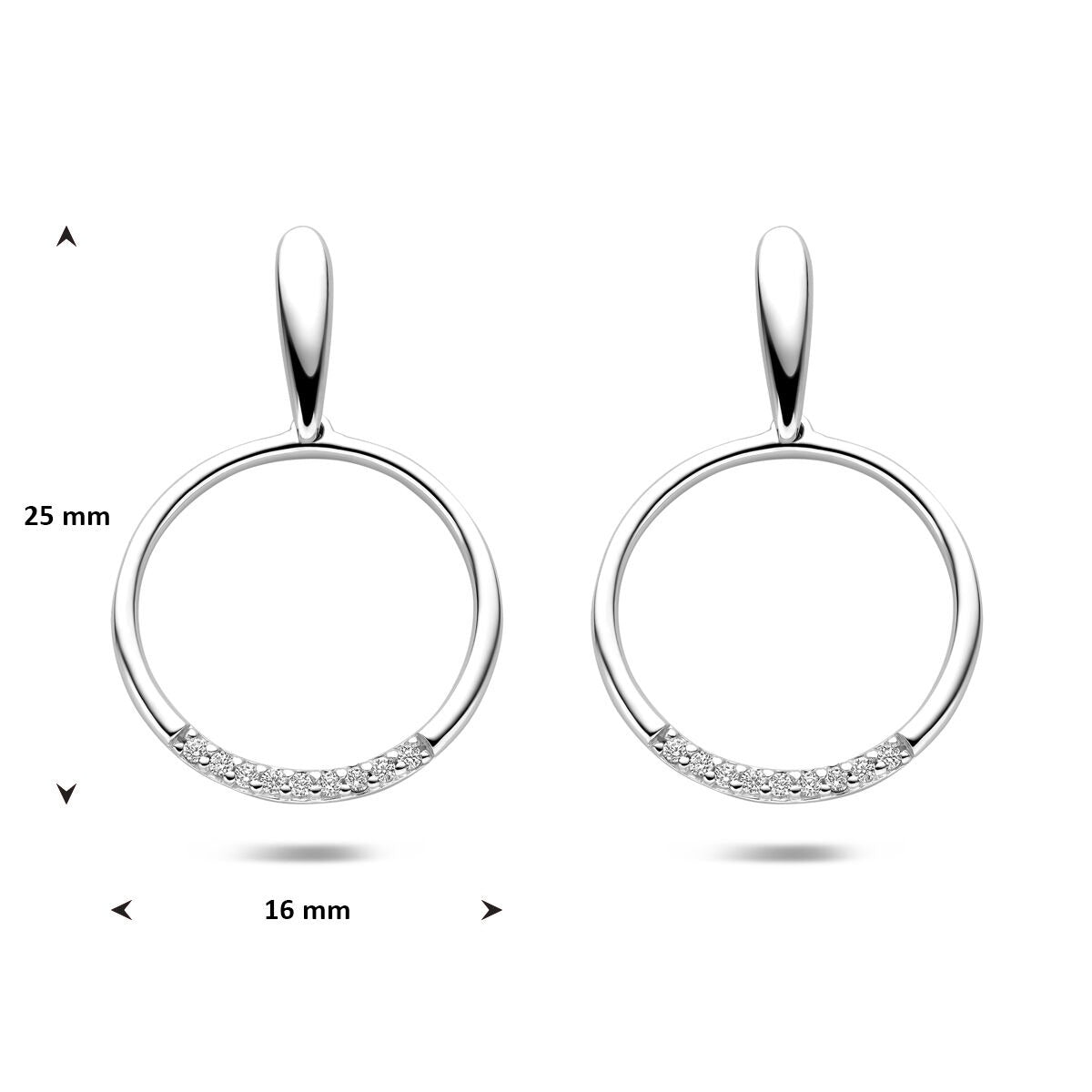 Puces d'oreilles en argent avec zircone pour femme 25 mm