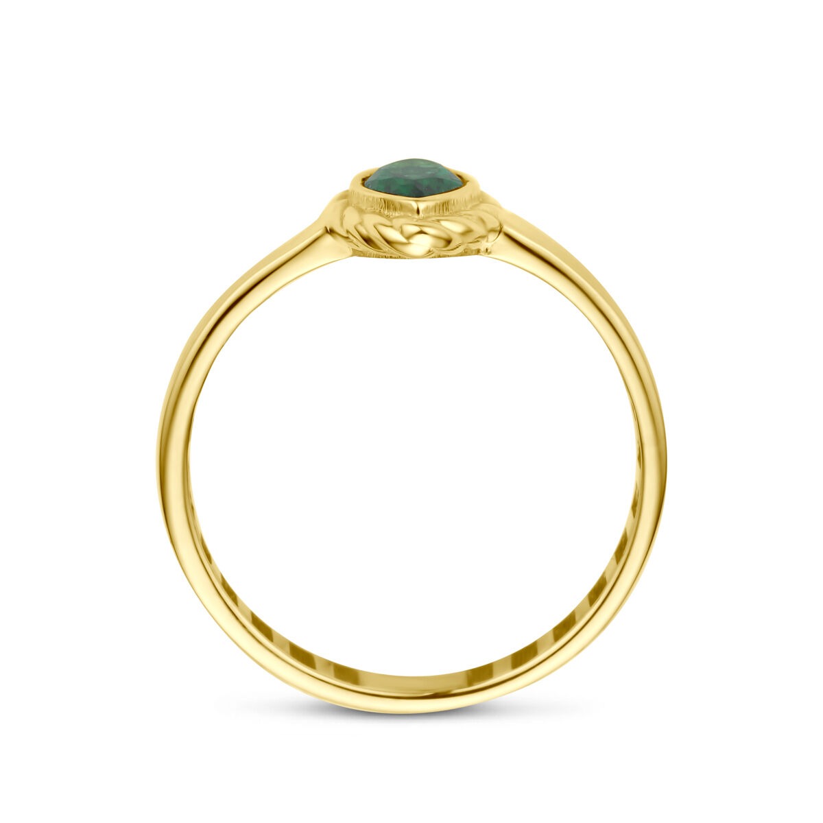 bague en or jaune 9k avec zircone verte