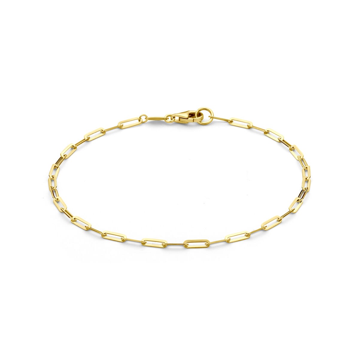 Bracelet en or jaune 14 carats avec maillons en forme d'ancre.