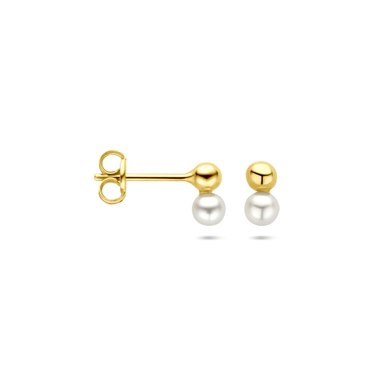 puces d'oreilles en or 14k avec perle et boule – 6,5 mm