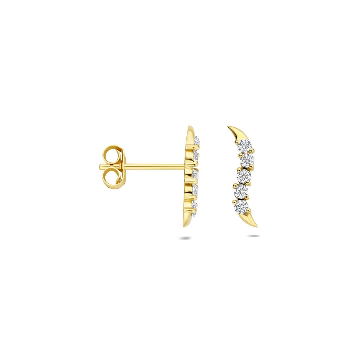 puces d'oreilles en or jaune 14k avec sertissage en zircone