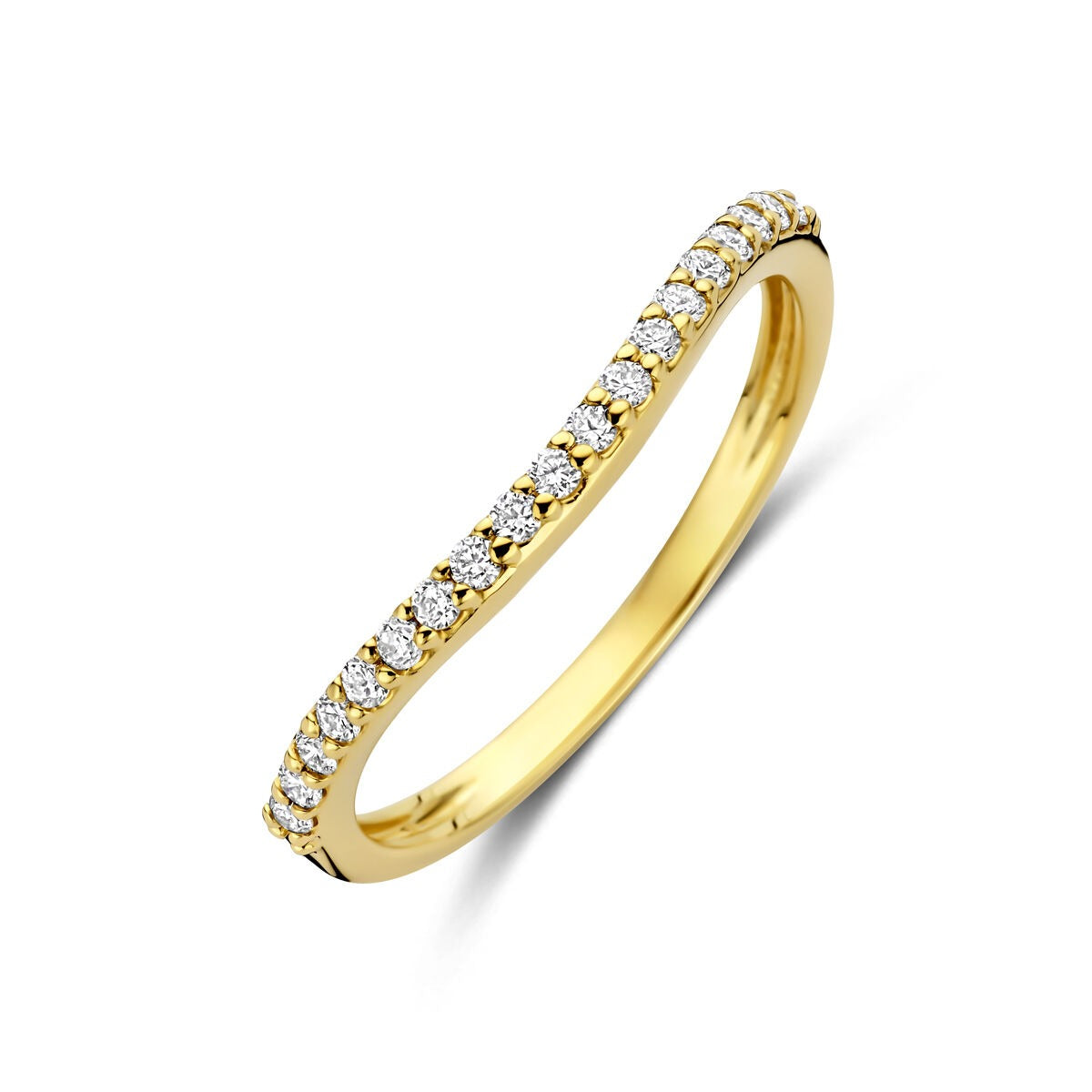 Bague en or jaune 14 carats ornée de diamants en lab-grown.