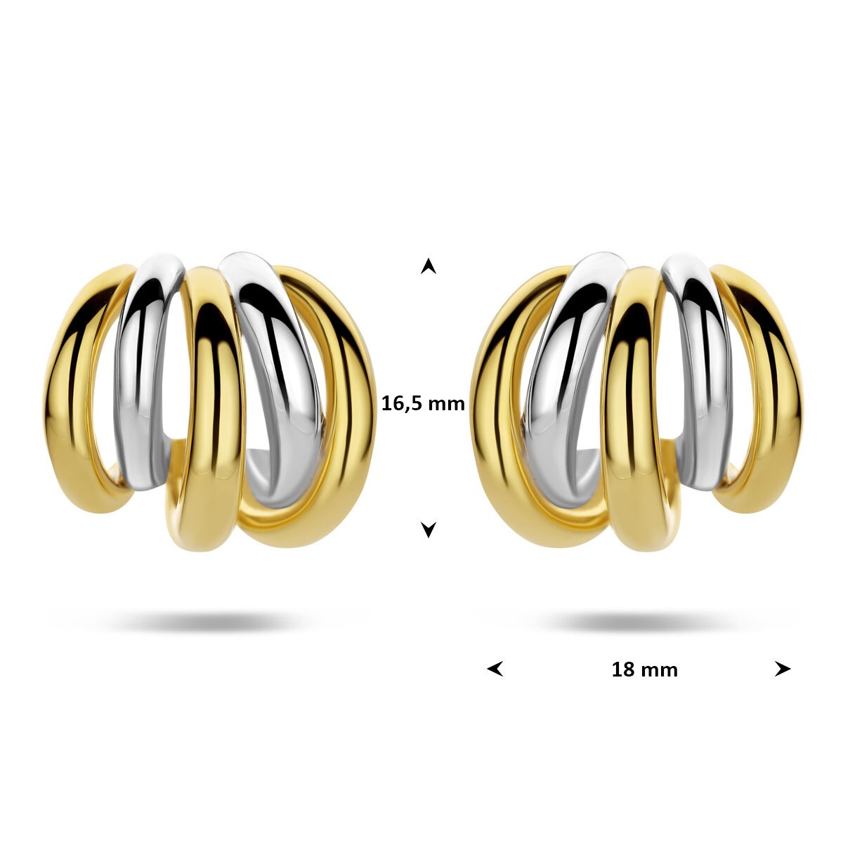 Puces d'oreilles en argent 925 plaqué or et rhodié