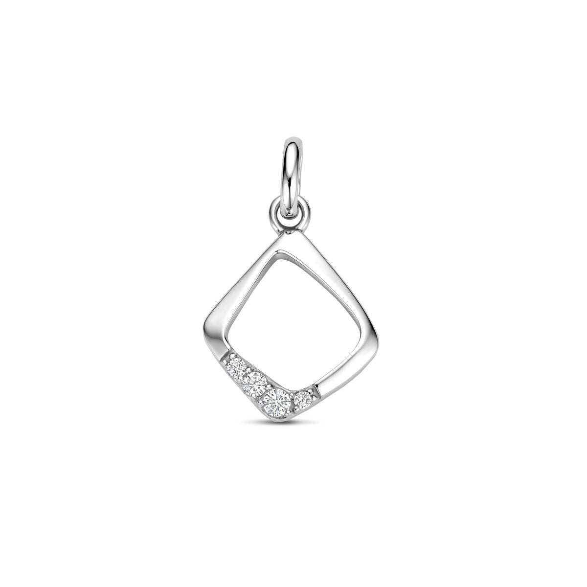 Pendentif en argent avec zirkonia, forme losange, dimensions 19 x 11,5 mm.