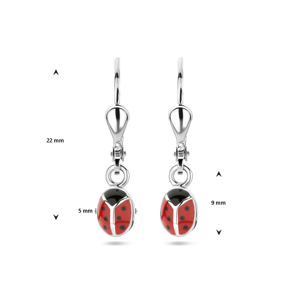 Boucles d'oreilles pour enfant argent coccinelle – rhodié avec émail