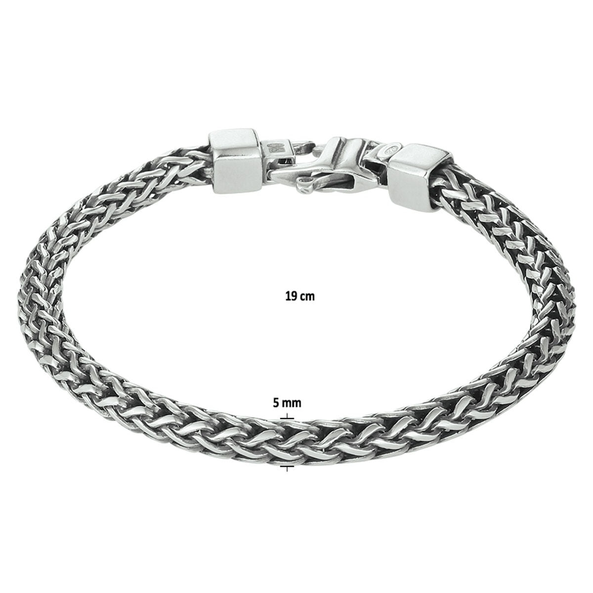 bracelet oxi vossestaart 5,0 mm argent oxydé