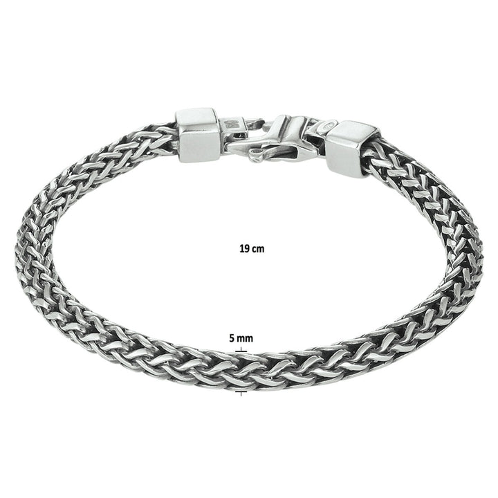 Geoxideerde zilveren heren armband vossestaart 5 mm