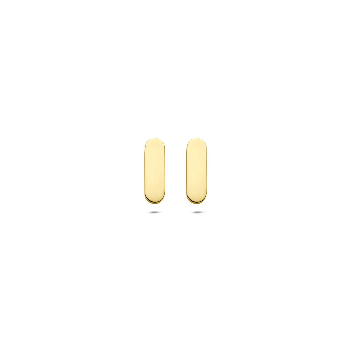 Boucles d'oreilles en or jaune 14 carats avec une finition lisse et rectangulaire.