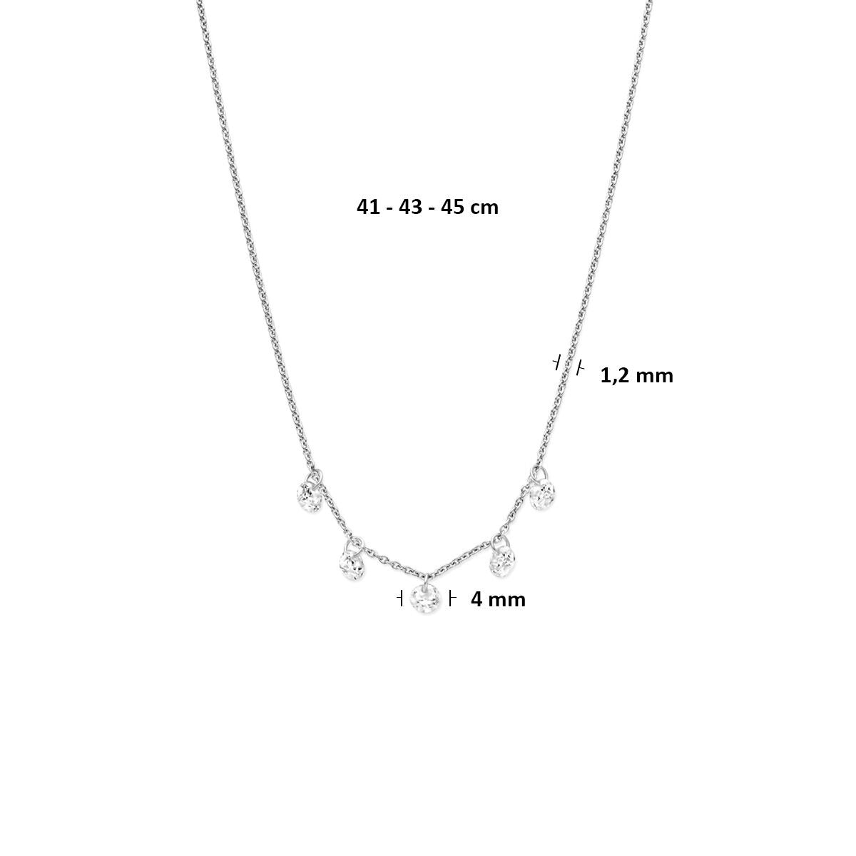 Collier en argent avec pendentif en zircone 41 - 43 - 45 cm