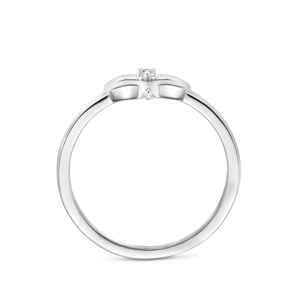 Bague en Argent 925 Rhodiée avec Cœur et Zircone