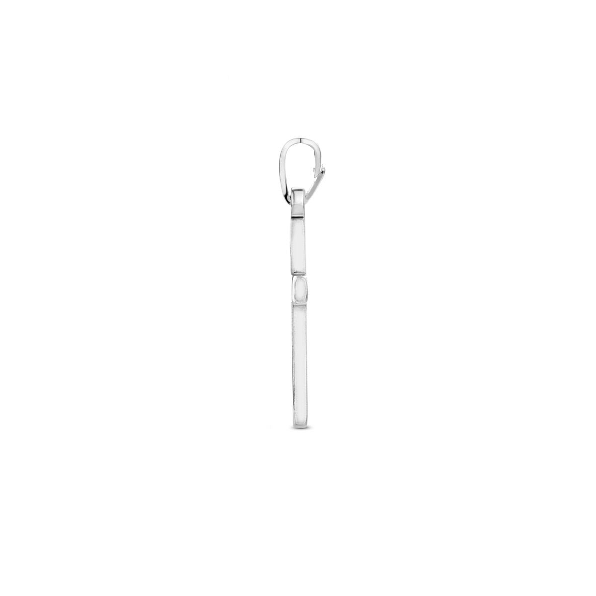 Pendentif croix en argent – rhodié 925 argent avec finition martelée, polie et diamantée