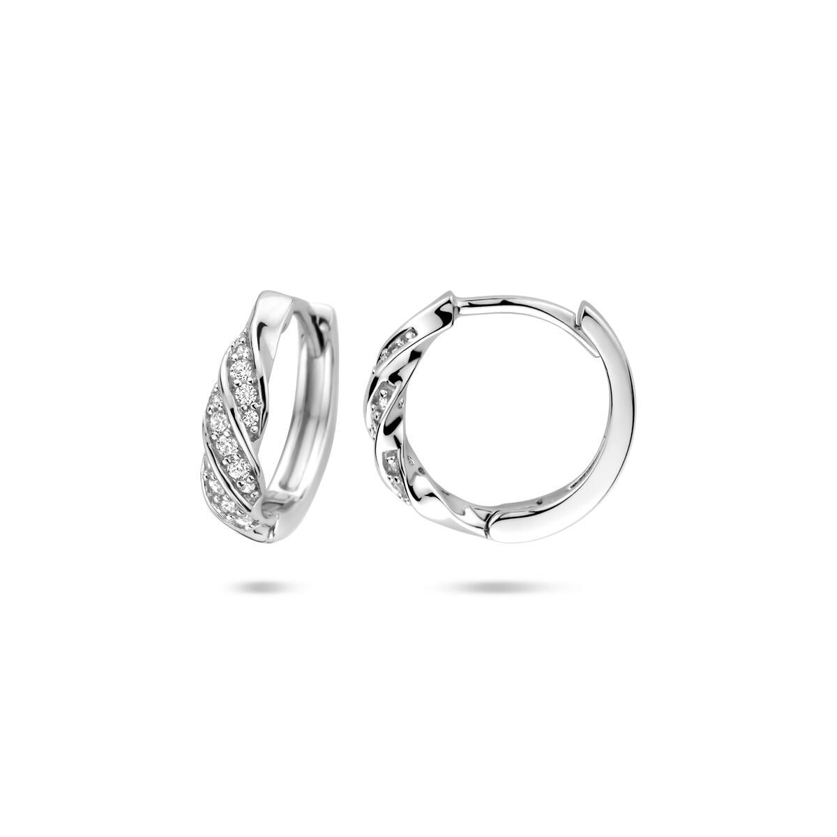 Créoles rhodiées en argent 925 avec zircones