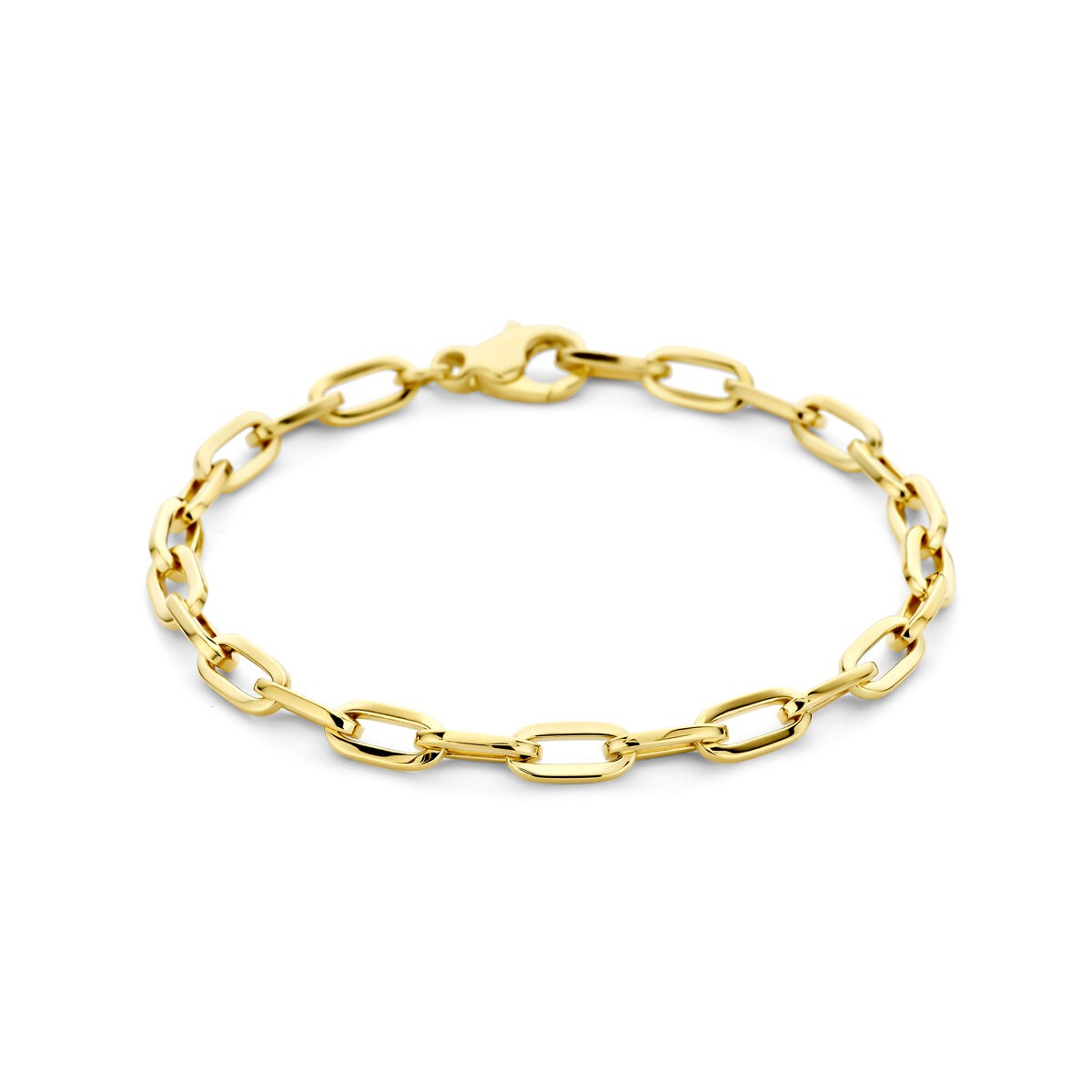 Bracelet en or jaune 14 carats avec maillons en forme d'ancre.