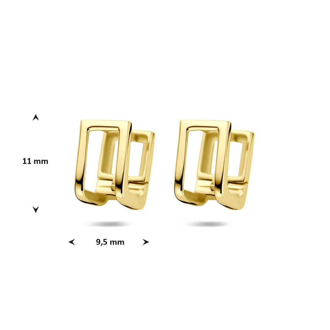 klapoorringen 11 mm 1 micron zilver verguld (geel)