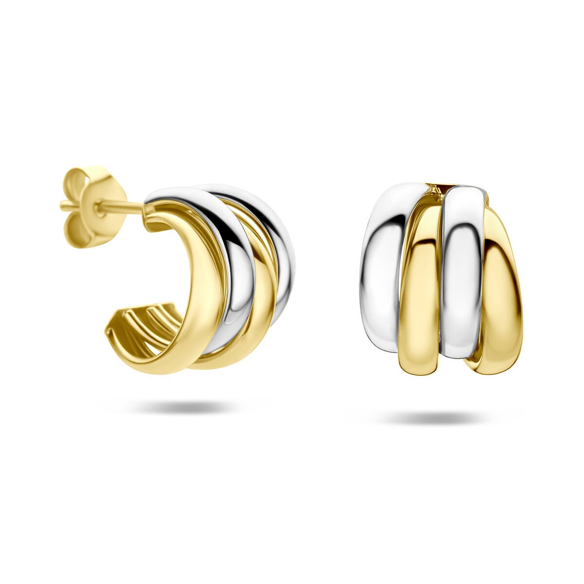 Boucles d'oreilles en argent plaqué or et rhodiées
