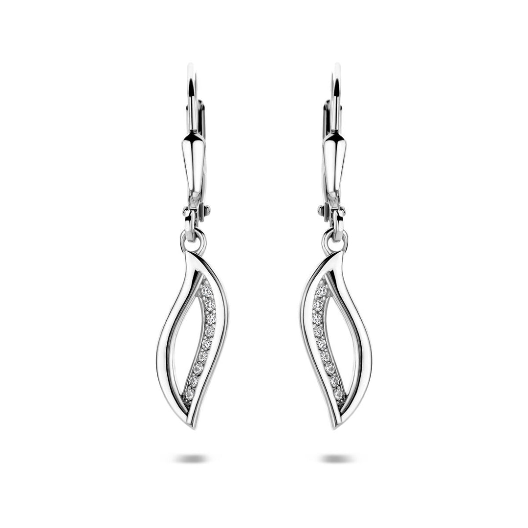 Gerhodineerd 925 zilveren oorhangers met zirkonia