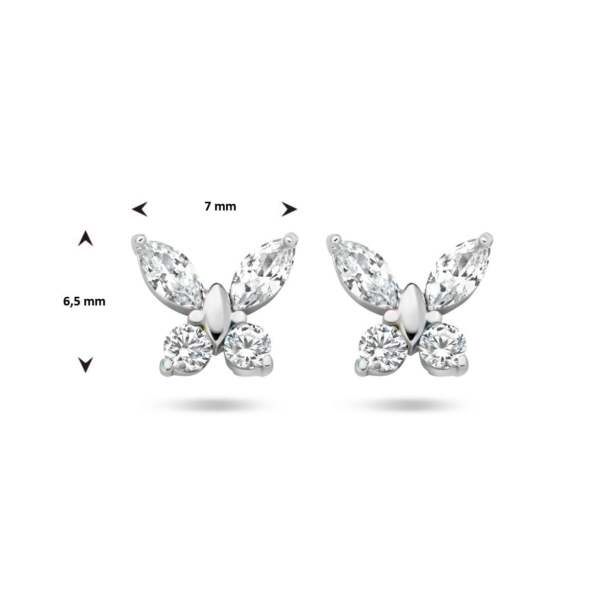 Puces d'oreilles en argent en forme de papillon avec zircone – bijoux pour enfant